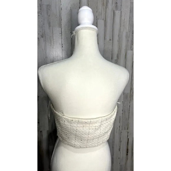 NWOT Zara Women's Medium Ivory Textured Strapless Cropped Tube Top - Picture 4 of 6